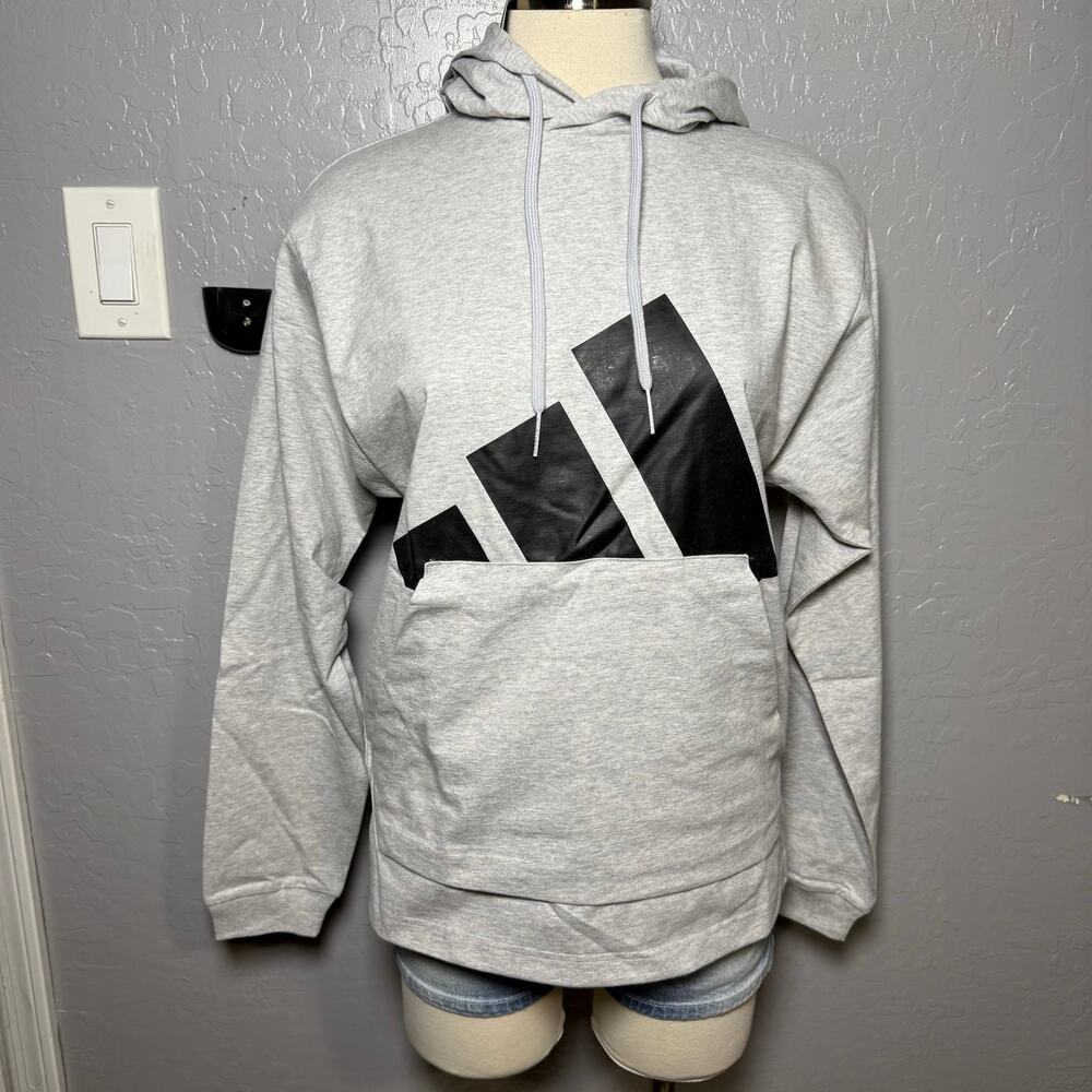 Adidas Men's Essentials Big Logo Fleece Hoodie, Light Grey Heather, 2XS